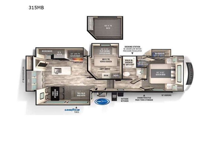 Representative floor plan provided by a trusted RVshare partner.