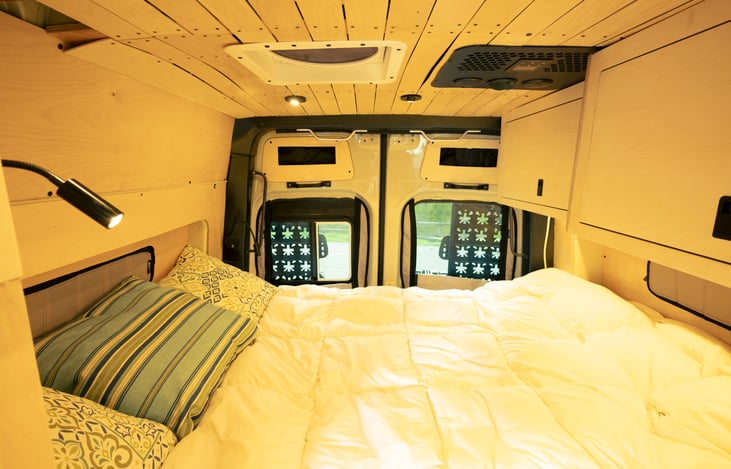 main bed. 54"  x 75"
5" hypoallergenic mattress