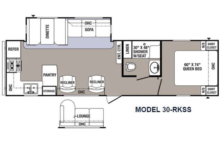Representative floor plan provided by a trusted RVshare partner.