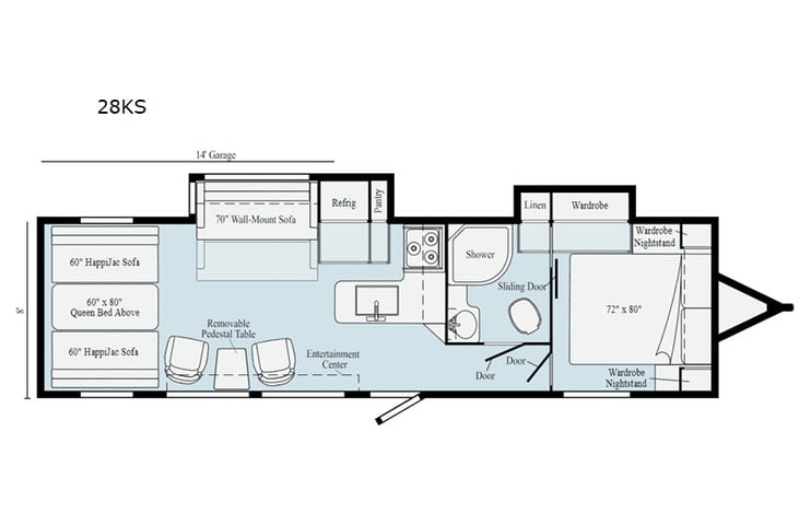 Representative floor plan provided by a trusted RVshare partner.