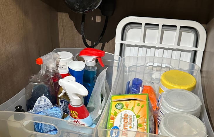 Lots of different cleaning supplies!