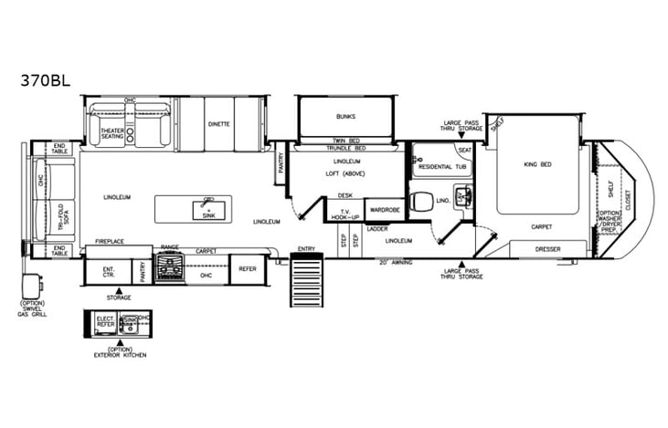 Representative floor plan provided by a trusted RVshare partner.