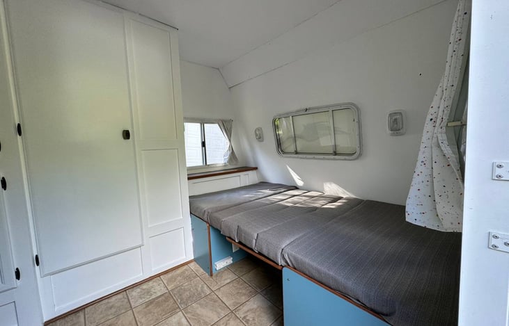 Dining area transformed into bed