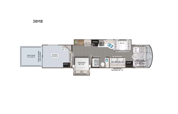Representative floor plan provided by a trusted RVshare partner.