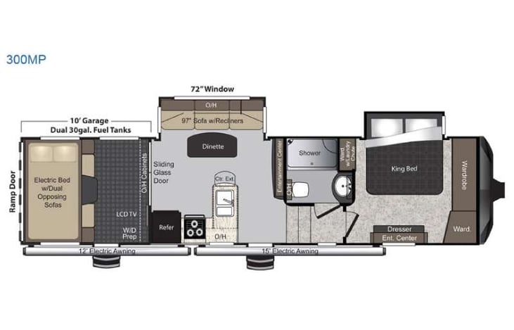 Representative floor plan provided by a trusted RVshare partner.