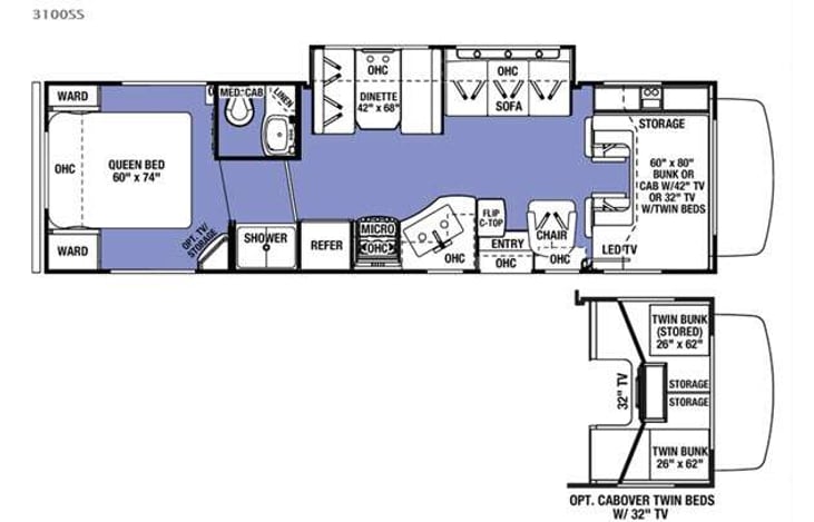 Representative floor plan provided by a trusted RVshare partner.