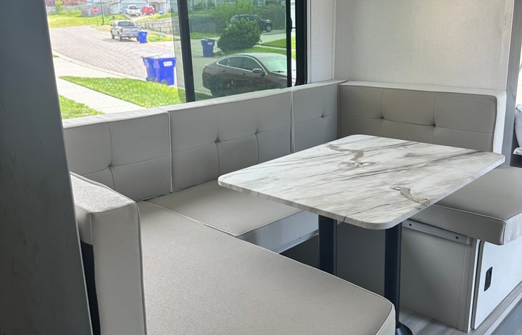 U-shaped dinette -- convertible to full-size bed