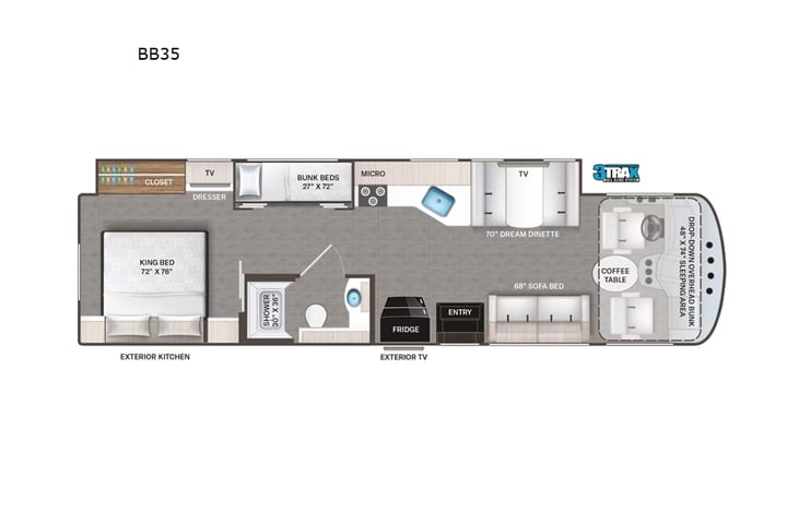 Representative floor plan provided by a trusted RVshare partner.