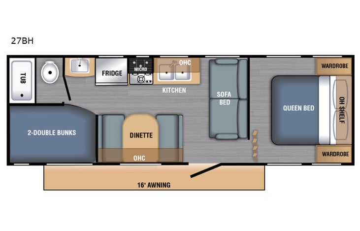 Representative floor plan provided by a trusted RVshare partner.