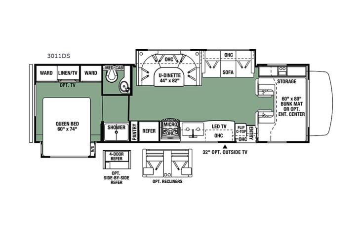 Representative floor plan provided by a trusted RVshare partner.