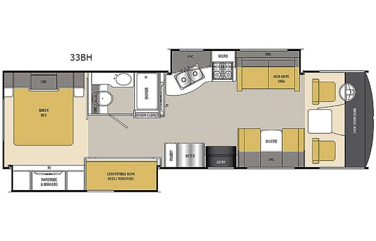 Representative floor plan provided by a trusted RVshare partner.