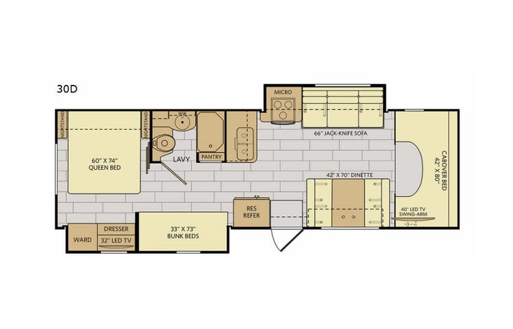Representative floor plan provided by a trusted RVshare partner.