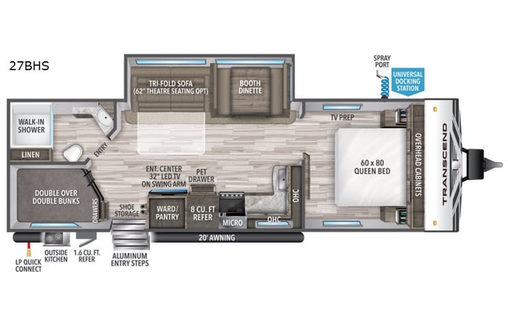 Representative floor plan provided by a trusted RVshare partner.