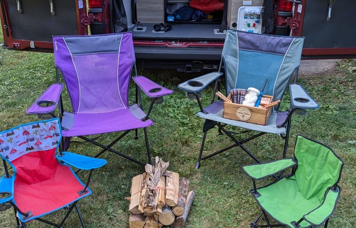 Campfire Package- Includes 4 chairs, firewood, fire -starter and s'more fixings