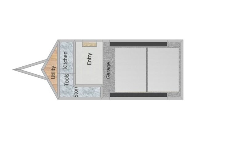 Floor Plan. 

A fully functional toy hauler this small and light that accommodates a full size side-by-side SXS exists no where else! 

11"6 by 82"garage.