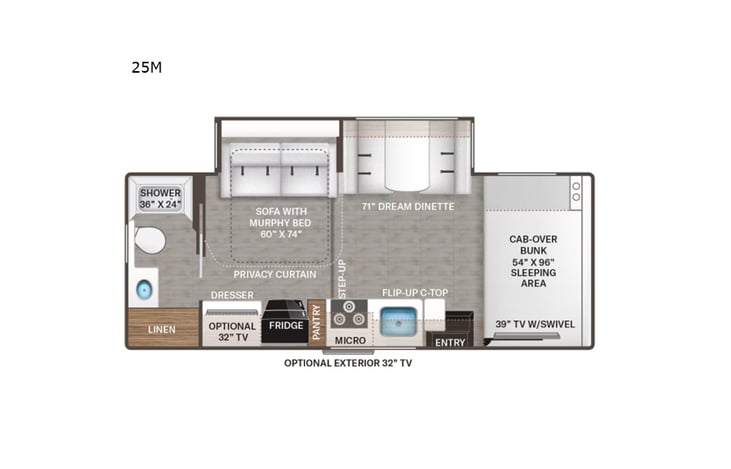 Representative floor plan provided by a trusted RVshare partner.