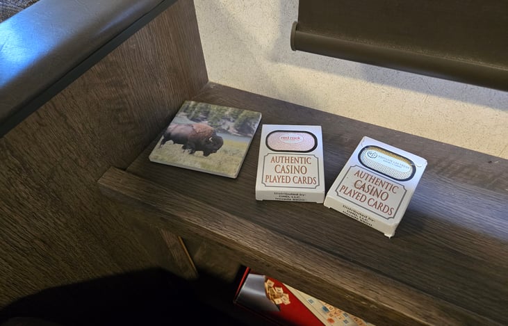 Cards and games for game night.