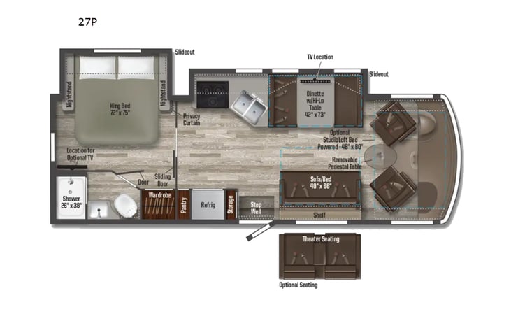 Representative floor plan provided by a trusted RVshare partner.