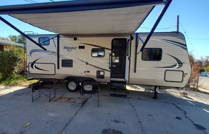 Large Electric Awning with LED lighting underneath