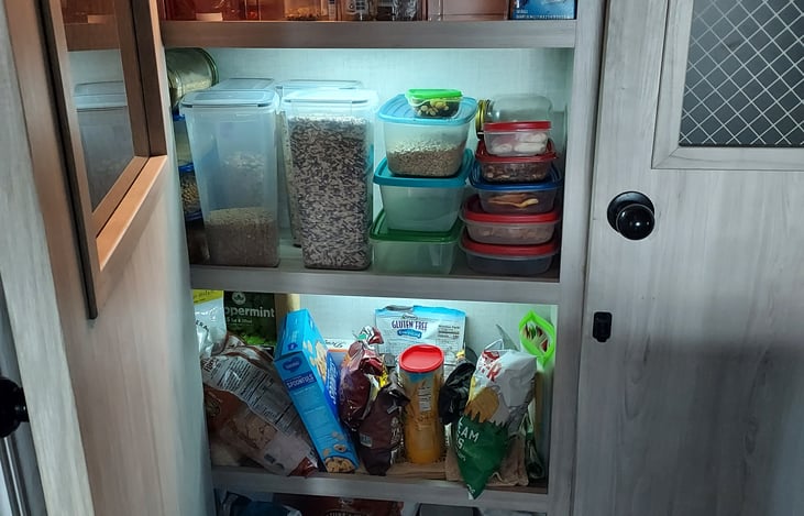 Pantry usually fully stocked with food