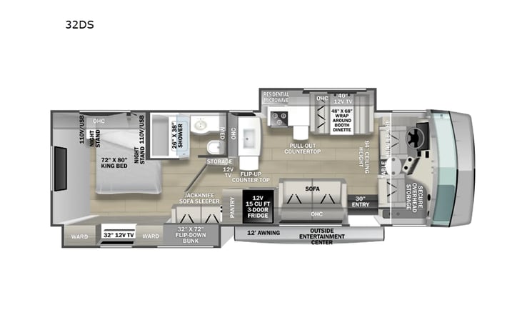 Representative floor plan provided by a trusted RVshare partner.
