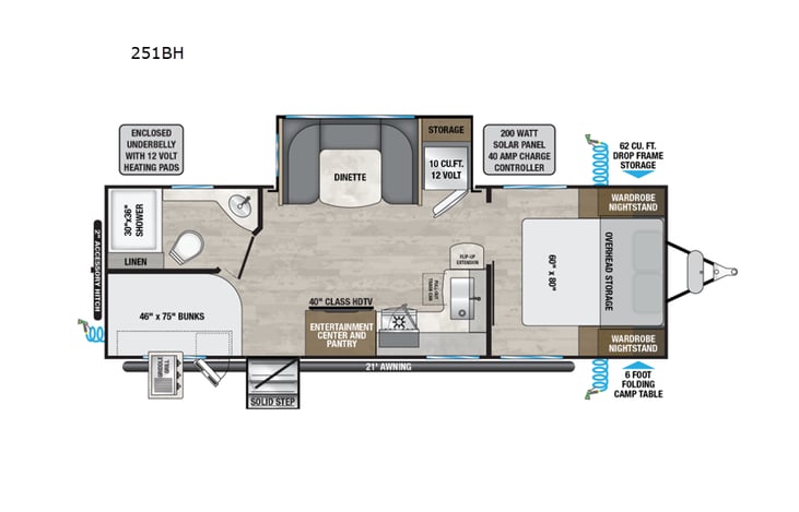 Representative floor plan provided by a trusted RVshare partner.