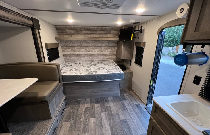 Slide out dinette makes the inside feel spacious