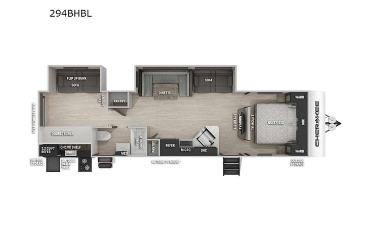 Representative floor plan provided by a trusted RVshare partner.