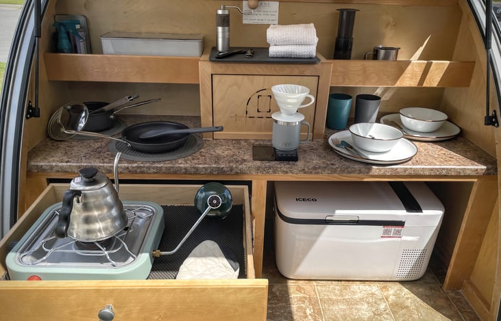 Fully stocked galley with all the essentials.