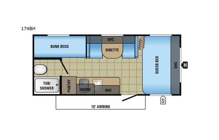 Representative floor plan provided by a trusted RVshare partner.