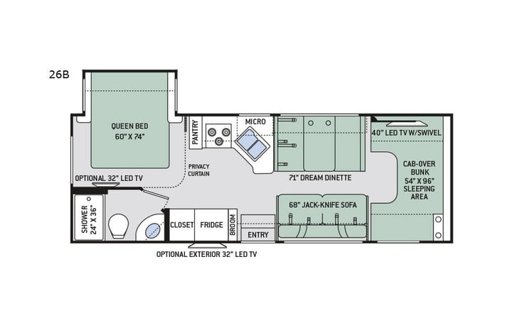 Representative floor plan provided by a trusted RVshare partner.