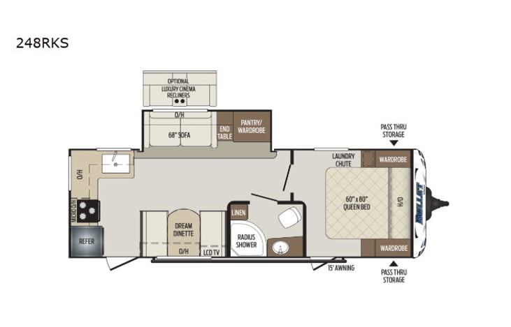 Representative floor plan provided by a trusted RVshare partner.