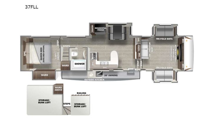 Representative floor plan provided by a trusted RVshare partner.