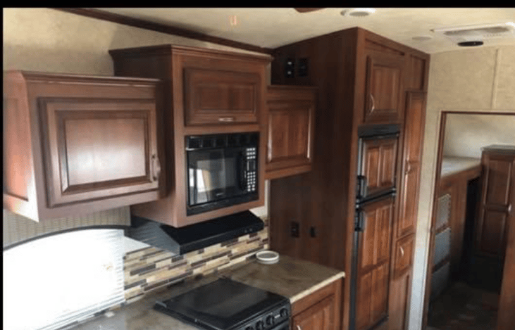 Microwave and Fridge.