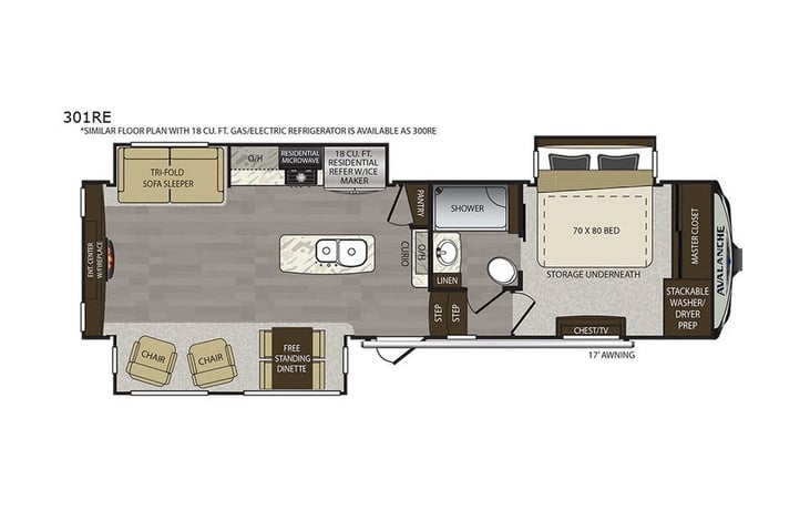 Representative floor plan provided by a trusted RVshare partner.