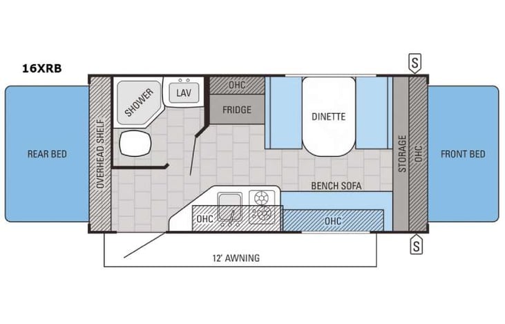 Representative floor plan provided by a trusted RVshare partner.