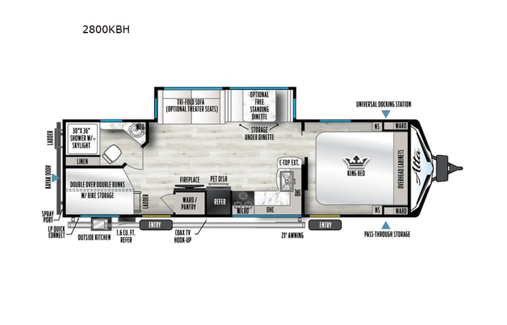 Representative floor plan provided by a trusted RVshare partner.