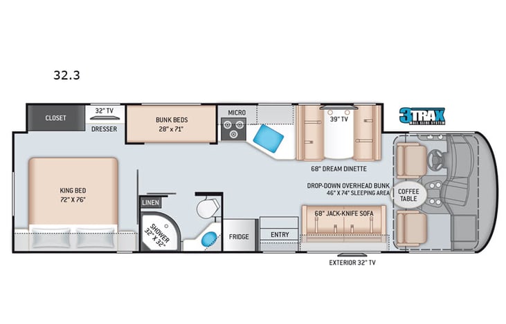 Representative floor plan provided by a trusted RVshare partner.