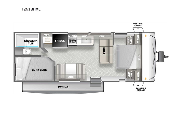 Representative floor plan provided by a trusted RVshare partner.
