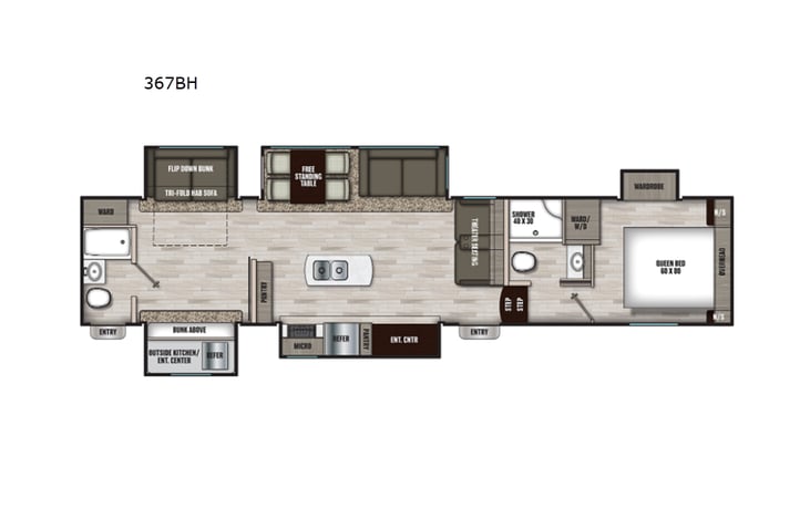 Representative floor plan provided by a trusted RVshare partner.