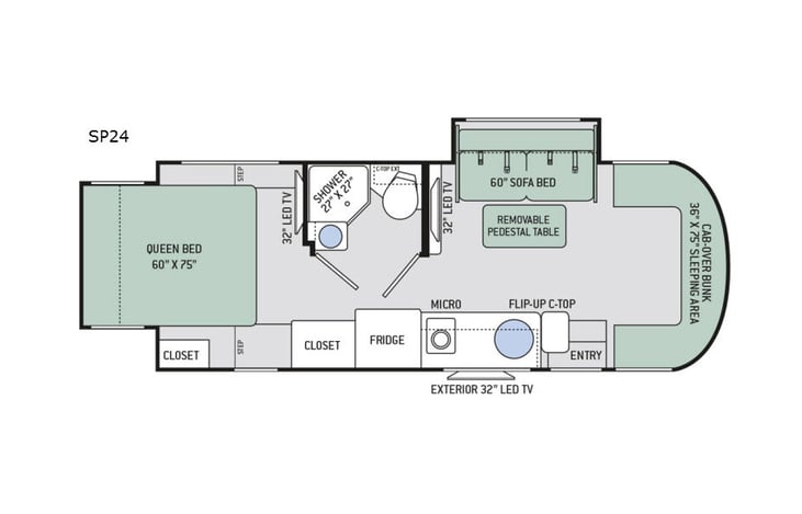 Representative floor plan provided by a trusted RVshare partner.