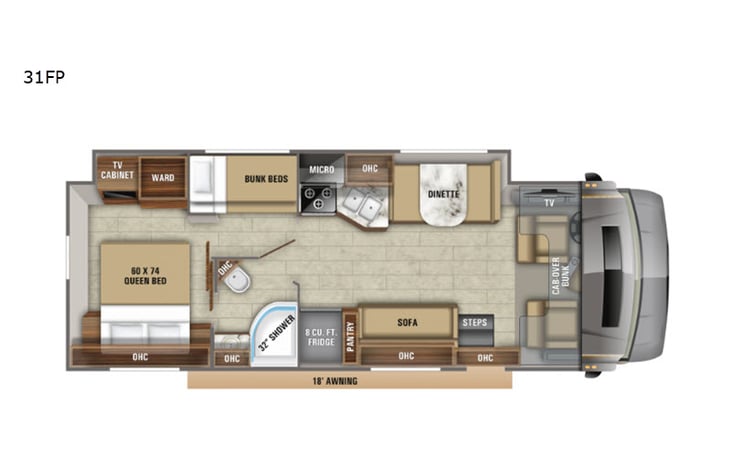 Representative floor plan provided by a trusted RVshare partner.