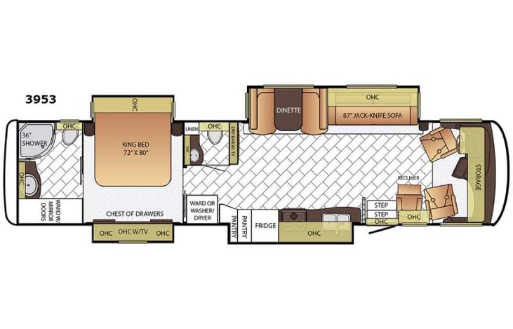 Representative floor plan provided by a trusted RVshare partner.
