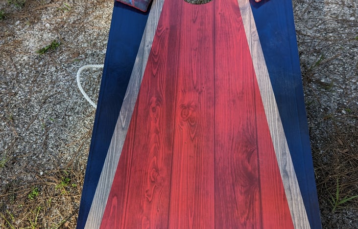 Regulation size Cornhole with bean bags and LED lights available for add-on