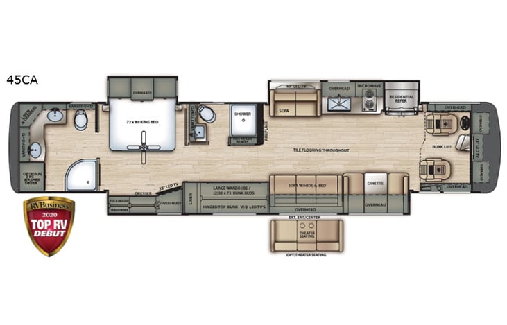 Representative floor plan provided by a trusted RVshare partner.