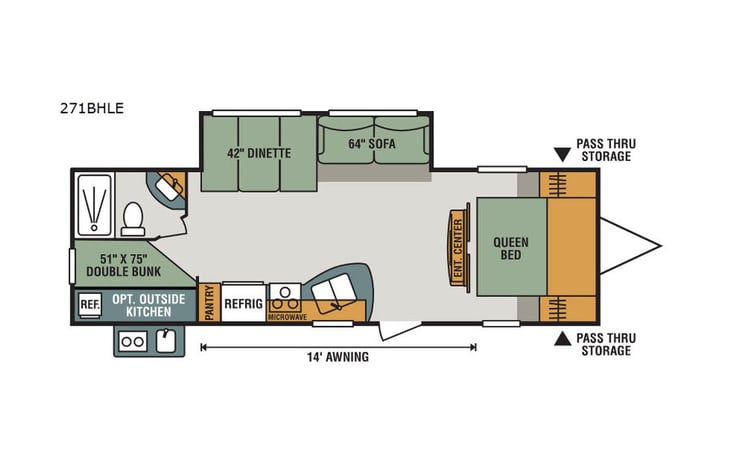 Representative floor plan provided by a trusted RVshare partner.