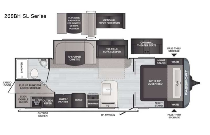 Representative floor plan provided by a trusted RVshare partner.