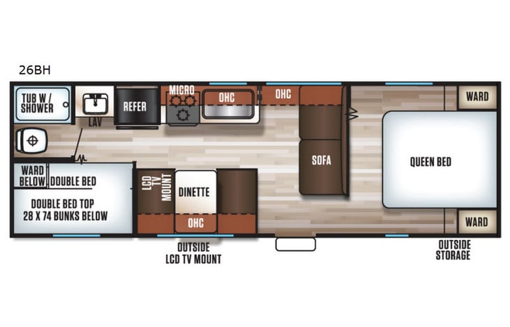 Representative floor plan provided by a trusted RVshare partner.