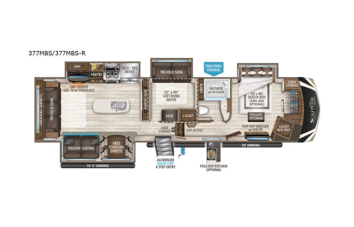 Representative floor plan provided by a trusted RVshare partner.