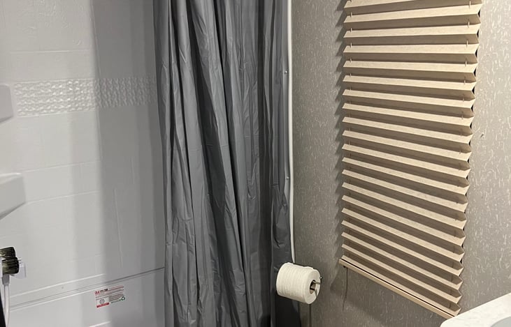 Shower. Roomy toilet. Big plus. You won’t battle with the door like in some other RVs.